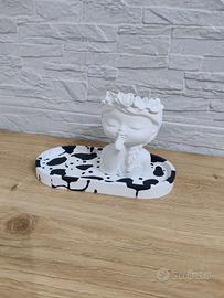 Set decorativo cow print con vassoio e porta vaso 