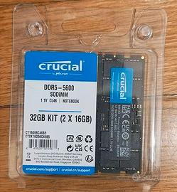 Ram crucial ddr5 kit sodimm 5600mhz 16gb x2 (32gb)