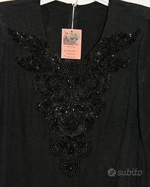 Abito nero lungo in pura seta vintage chic