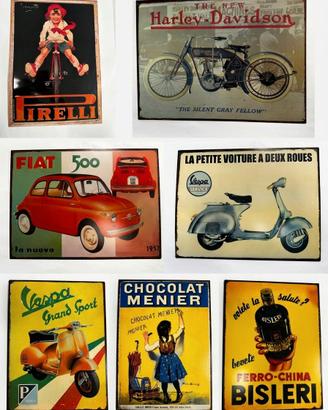 Lotto 7 targhe In metallo vintage pubblicità
