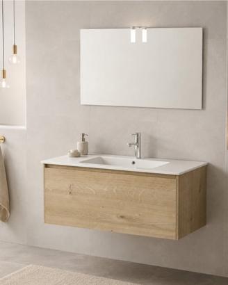 Mobile bagno rovere chiaro + specchio e applique