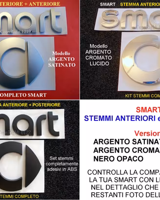 SMART KIT STEMMA EMBLEMA LOGO ANTERIORE POSTERIORE