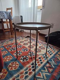 Tavolino grigio tortora in acciaio da salotto 