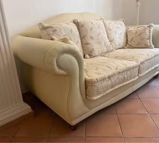 Divano più due poltrone vera pelle "Toscano nuovo"