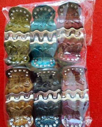 Set  12 pinze capelli farfalla nuove  vintage