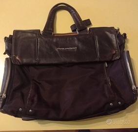 cartella Pelle e tela Piquadro  testa di moro