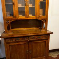 Antica credenza / vetrina in rovere massello ‘40
