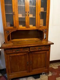 Antica credenza / vetrina in rovere massello ‘40
