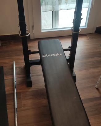 Panca TecTake Regolabile con Rack e Maniglie Dip