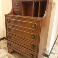 Scrittoio vintage con cassetti e vani h 106 cm
