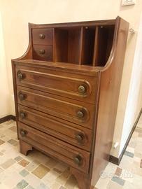 Scrittoio vintage con cassetti e vani h 106 cm