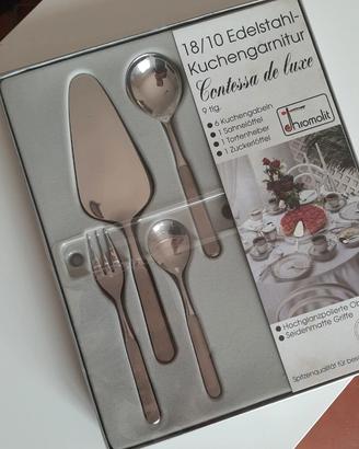 Set posate per dessert vintage in acciaio 