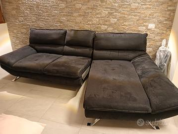 Divano con Penisola Nero in Microfibra