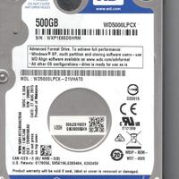 HD 2.5" wd5000lpcx-24c6ht0 500 GB Sata 5400 rpm 16