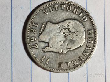 1 lira argento 1867 mi