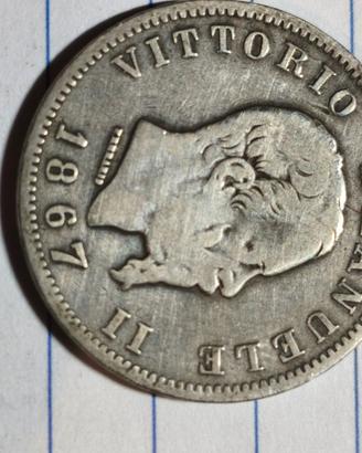 1 lira argento 1867 mi