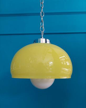 lampadario vintage in vetro giallo