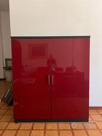 Mobile contenitore rosso lucido 2 ante