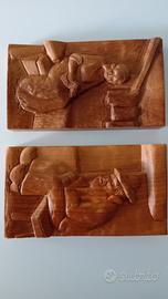 IVAT - coppia bassorilievi in legno 