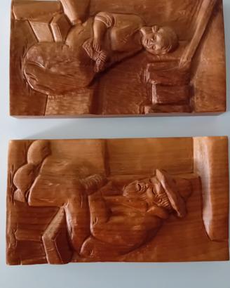 IVAT - coppia bassorilievi in legno 