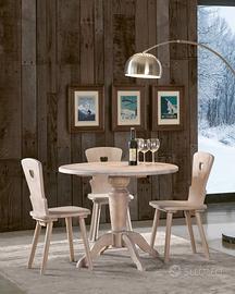 TAVOLO ABETE CON 4 SEDIE CUORE