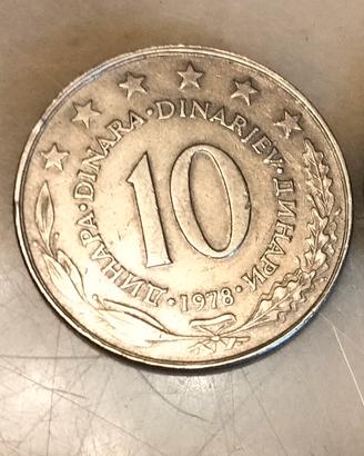 Moneta 10 Dinari del 1978