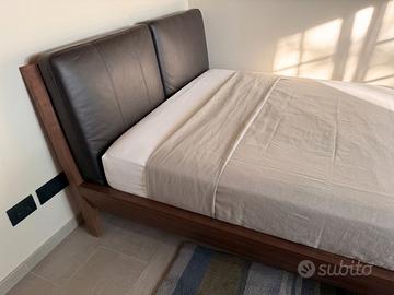 Letto di design Stockholm noce+pelle
