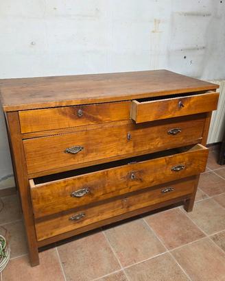 Comò cassettiera in legno massello d'epoca 