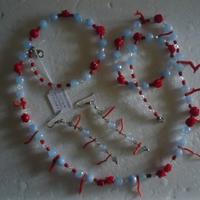 Collana con corallo, celestina + +