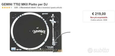 Piastra gemini tt02 - giradischi a trazione dirett