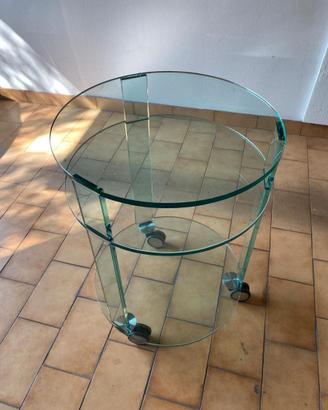 Carrello in cristallo, con ruote girevoli