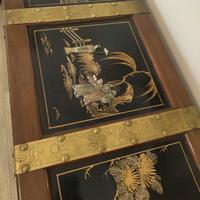Baule/cassapanca stile cinese in legno e ottone