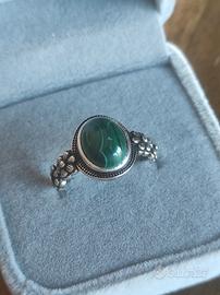 Anello in Argento 925 con Malachite Naturale