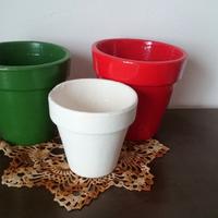 3 vasetti tricolore in terracotta