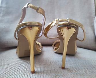 sandali Gold 41 tacco a spillo 12 Sexy High Heels 