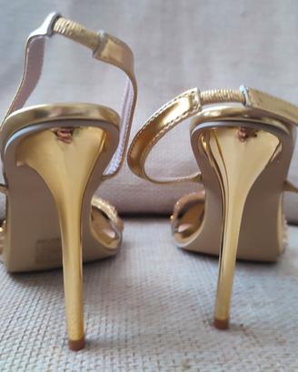 sandali Gold 41 tacco a spillo 12 Sexy High Heels 