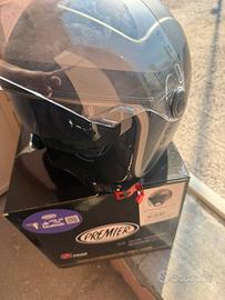 Casco Jet Premier grigio con doppia visiera