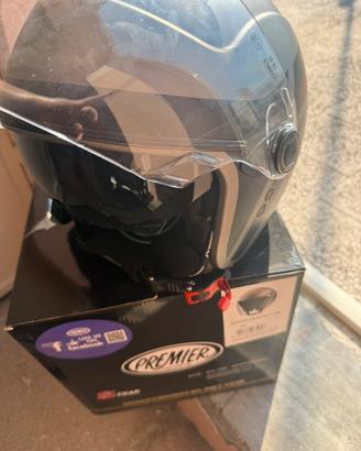 Casco Jet Premier grigio con doppia visiera
