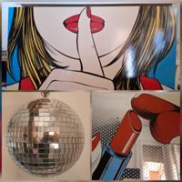 Quadri Pop Art + Sfera Specchiata stile Discoteca
