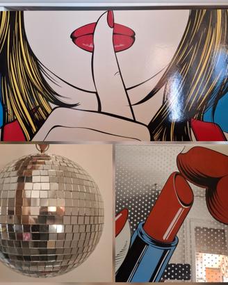 Quadri Pop Art + Sfera Specchiata stile Discoteca