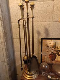 set attrezzi per camino in ottone massiccio 