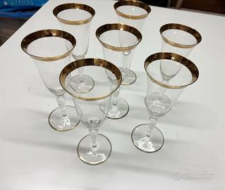 Servizio 7 Calici Vintage in Cristallo con Bordo i