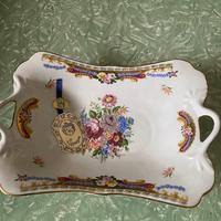 Vassoio in porcellana stile Limoges con manici