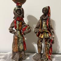 Coppia sculture in ceramica vintage