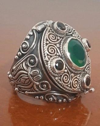 anello uomo argento 925 berbero giada etnico