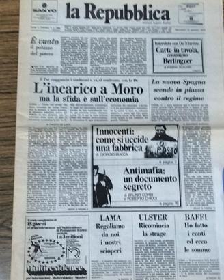 "la Repubblica" primo numero 1976