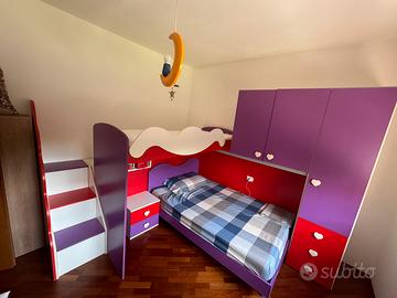 Cameretta bambina con letto a castello.