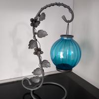 Lampada portacandele in ferro battuto