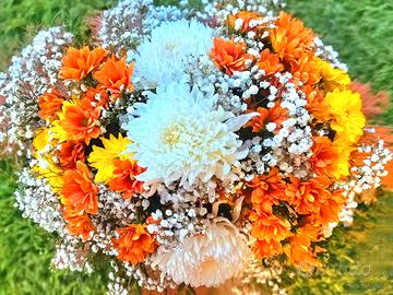 Composizioni Crisantemi  Arancione e Bianco