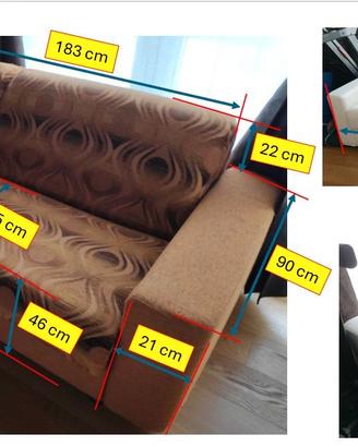 Divano letto doppia fodera lavabile